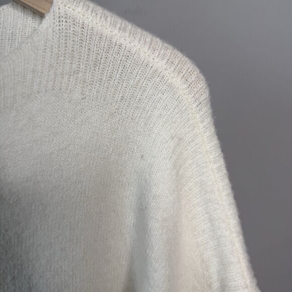 Madewell Tier Sleeve Ivory Wool Pullover Sweater in Cozy Yarn Size Medium - Picture 5 of 7